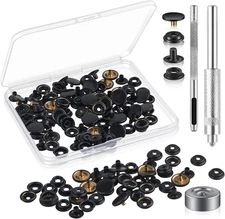 200Pieces (50Sets) 15MM Snap Fastener Kit Tool Snap Button Kit Snaps for Leather