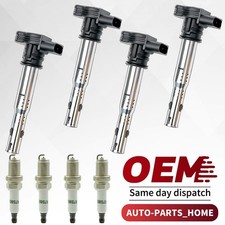 4x Ignition Coil 4x Iridium Spark Plug For Audi A3 A4 A5 Vw Jetta Cc Uf575