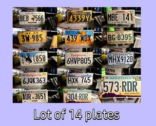 LICENSE PLATE LOT "A" Old new all original plates 14 plates in the group