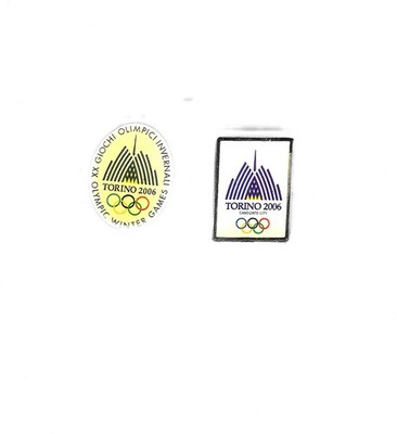 Torino 2006 Rectangle and Oval Small Olympic Bid 2 Pin Set Milano 2026 Traders