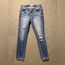 BKE Payton Mid Rise Ankle Skinny Jeans womens 28 fit 30x28 blue distressed