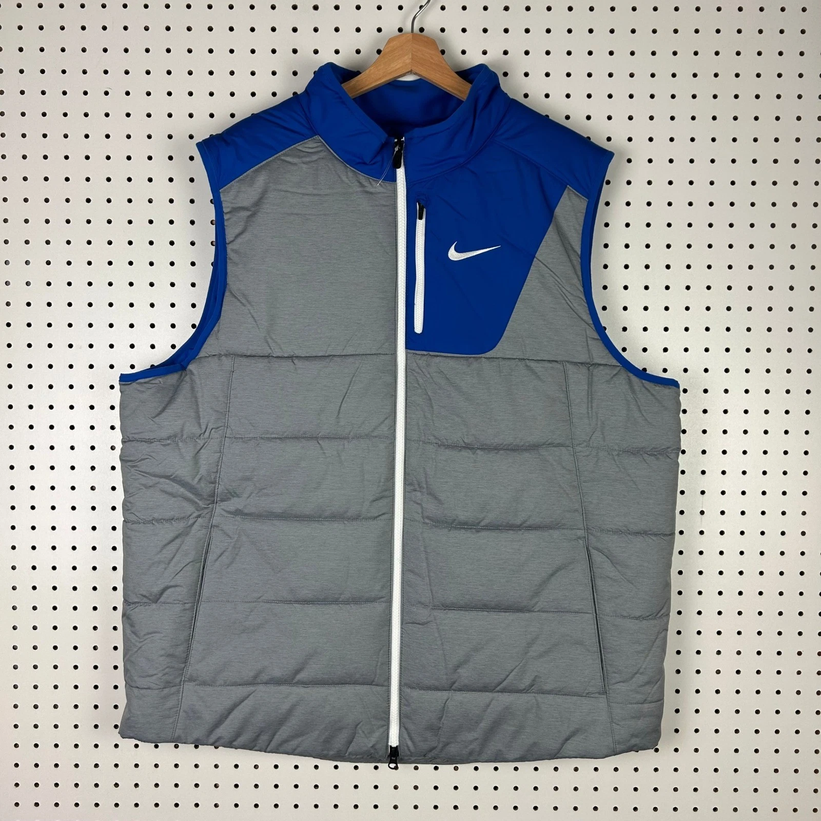 Nike Mens Aeroloft Golf Vest XXL Blue Gray Puffer Full Zip 819886-480 NWOT Zip