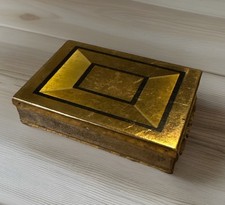 VTG Art Deco Brass Powder Makeup Compact Box Henrietta Made in USA Vanity Decor