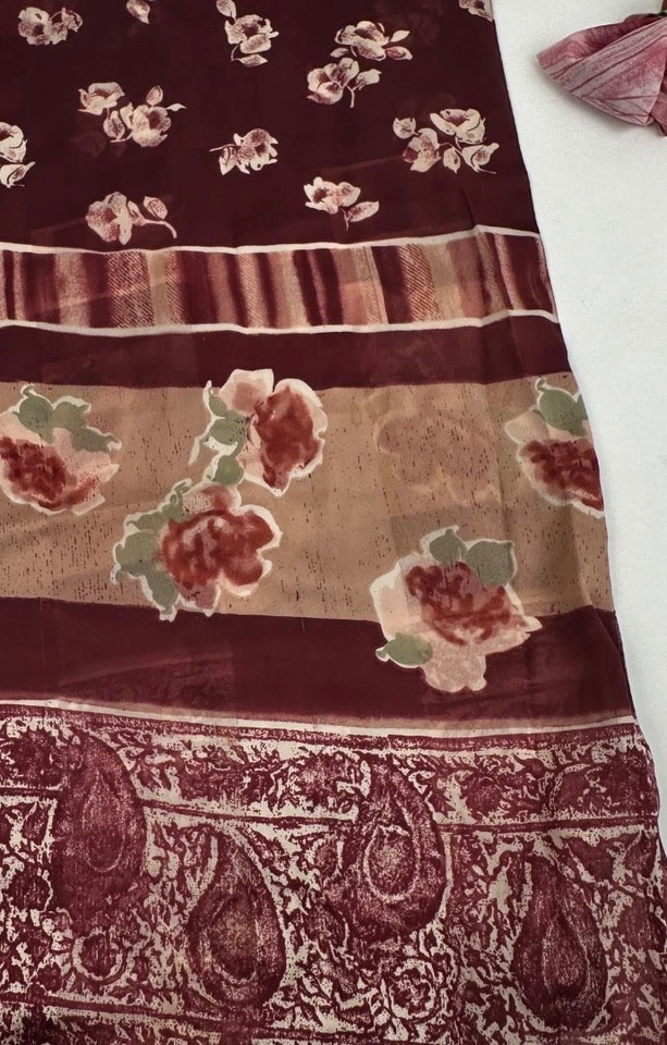 Лот из 4 винтажных шарфов — шарф-симфония с цветочным рисунком + ретро богемные шелковистые обертки - Изображение 4 из 4