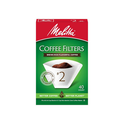 2 Cone Coffee Filters, White, 40 Total Filters Count - Packaging May Vary