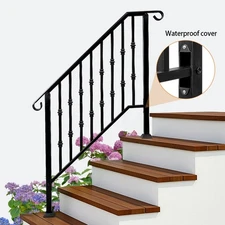 Iron Handrail Picket 3 or 4 Steps Stair Railing Hand Rail for Outdoor Garden
