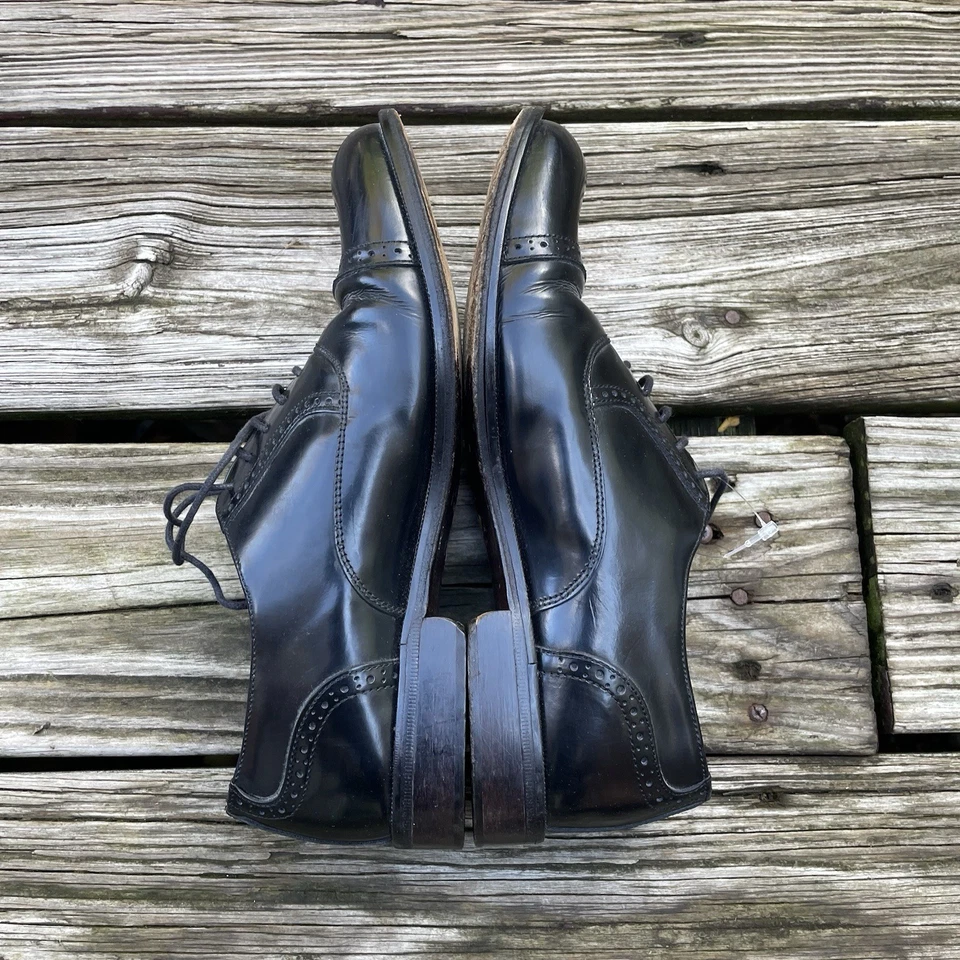 Zapatos de vestir de colección Stafford para hombre con puntera Oxford de cuero negro con cordones talla 8,5 M Foto 3 de 4