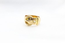 18ct Yellow Gold Diamond Buckle Ring Size K 7.2g - 0923002 - L2