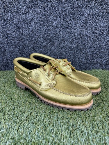 Timberland Women’s Size 9 Gold Leather Boat Shoes Noreen 3 Eye Metallic A5NDV - Picture 4 of 9