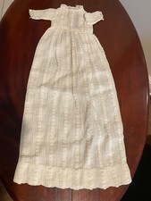 Antique Vintage Victorian Christening Dressing Gown Lacework Cotton Linen Doll