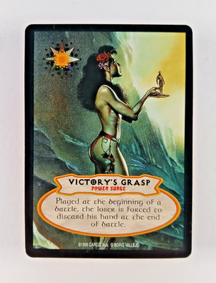 hyborian gates rare cards Victory's Grasp - Hyborian Gates CCG card (1995 Cardz) Boris Vallejo, Ultra  Rare