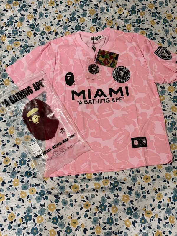 A Bathing Ape x Inter Miami CF Pink Camo Soccer Jersey "MIAMI" "BAPE 93"
