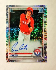 Evan Carter 2020 1st Bowman Chrome AUTO Prospect SPARKLE REFRACTOR 54/71 RC C6