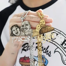 Custom Picture Nameplate Pendant Custom Photo Necklace Engraved Portrait