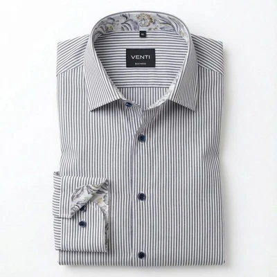 Venti Camisa Hombre Business Modern Fit Azul Rayas 154409700 100 - Imagen 1 de 4