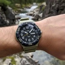 Casio Analog Watch Big Face Beige Color Military Model