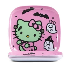 Hello Kitty Frankenstein Dinner Plate Set of 4 Plates Halloween NEW 10 inch