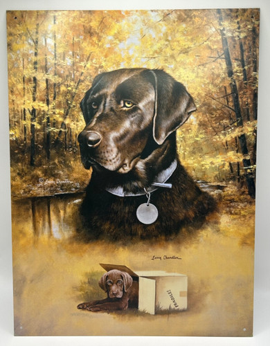 Vintage Chocolate Labrador Retriever Metal Sign Larry Chandler 1996 12x16 Dog
