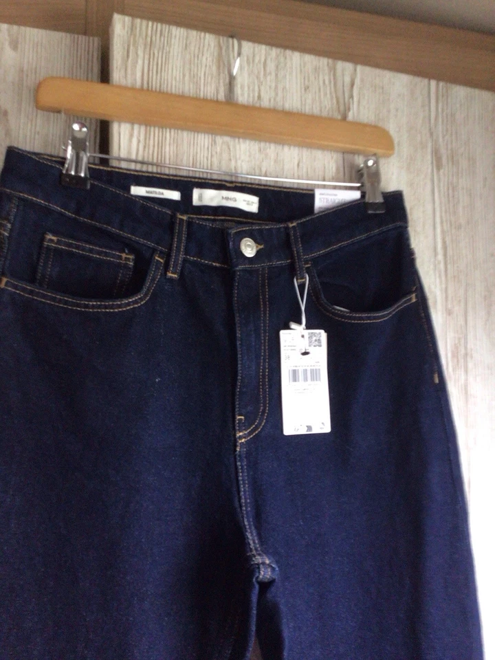 Ladies MANGO Dark Blue Straight Jeans Size 10 New With Tags Matilda - Image 2 of 4