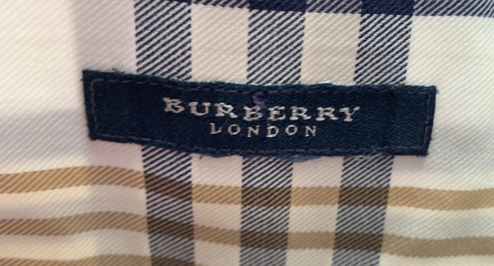 Burberry Mens White Beige Navy Long Sleeve Nova Check Print Button Shirt sz XXL - Image 3 of 4