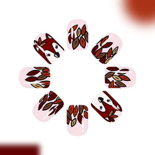 Glossy Squirrel Press on Fingernail Tips 24Pcs Artificial Fingernails Short Coff - Picture 6 of 8