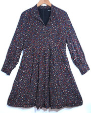  158 MADEWELL Sz 4 Starry Night 100 Silk Tailored V-Neck Shirtdress Academia