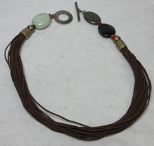 VINTAGE SILPADA STERLING SILVER  BRASS NECKLACE MULTI GEMSTONE ON CORDS