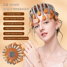 24-Head Electric Scalp Massager with Bluetooth Music & Vibration Relaxation