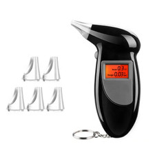 LCD Breath Alcohol Tester with 5 Mouthpieces Professional Digital Breathalyzer A