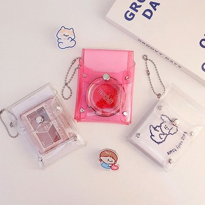 Mini make-up bag cute transparent lipstick bag pink key chain make-up bag