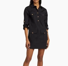 VERONICA BEARD Black Saude Cargo Relaxed Fit Mini Dress Sz 4 NWOT