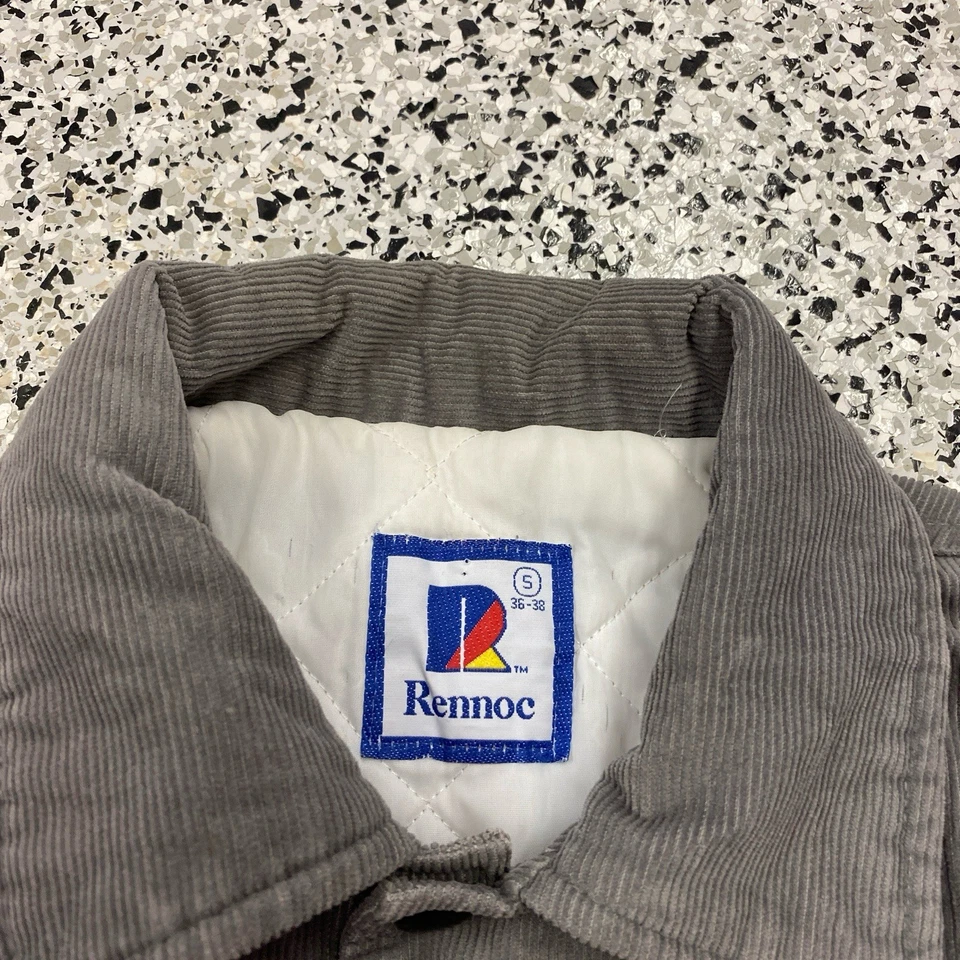 Vintage Rennoc John Deere Gray Corduroy Bomber Jacket Quilted USA Made Small - Image 3 of 4