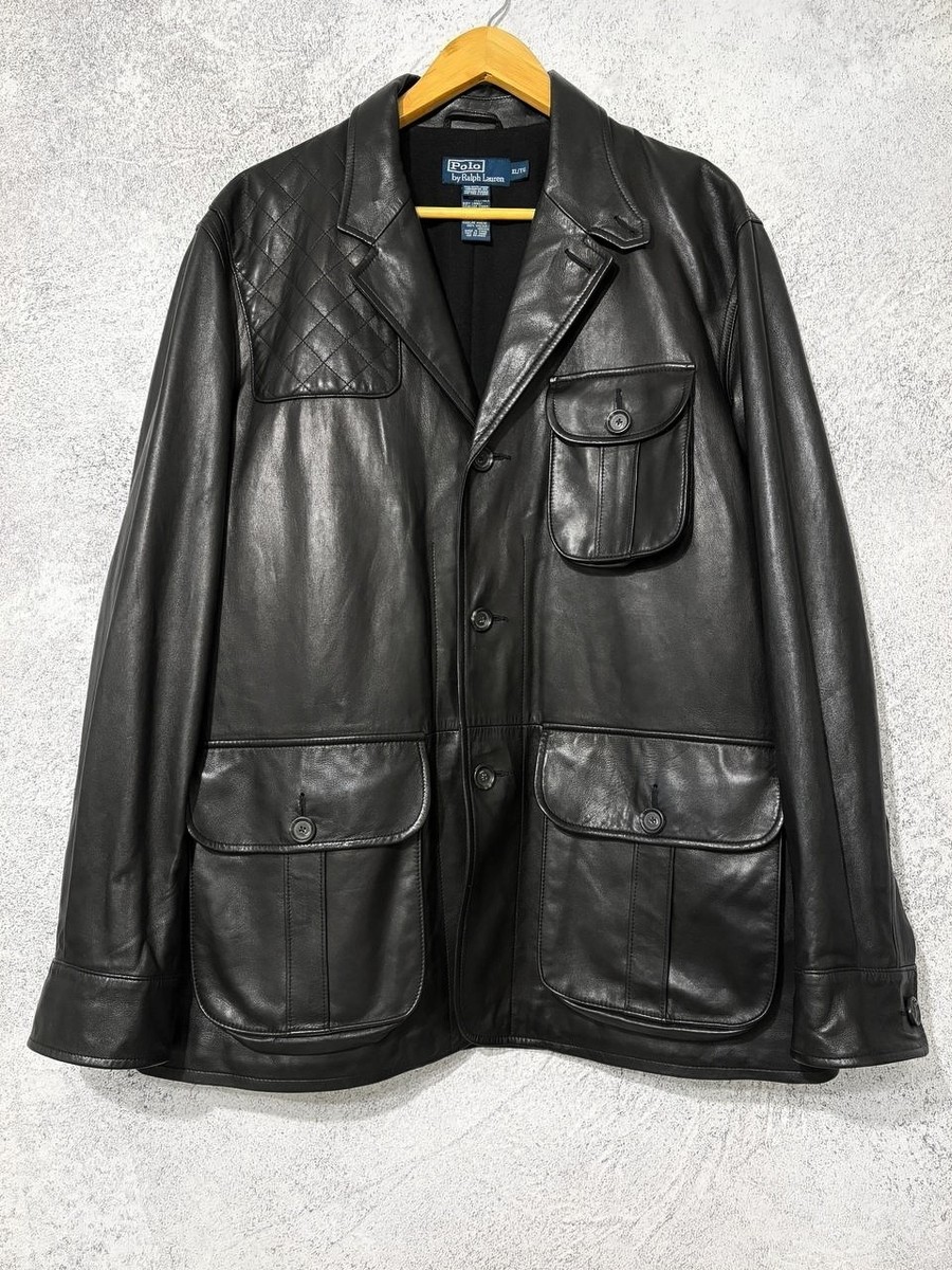 Polo Ralph Lauren Vintage Black Leather Jacket Wool Lined Polo Ralph Lauren Vintage Black Leather Jacket Wool Lined