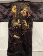 Vintage Japanese Kimono Embroidered Dragon Gold Made in Japan Robe One Size WOW 