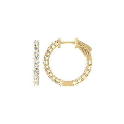 5Ct Round Lab Grown Diamond 10K Yellow Gold Hoop Earrings Gift for Women