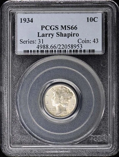 1934 10C Mercury Dime PCGS MS66