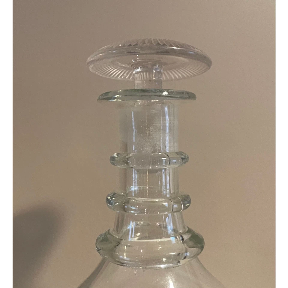 Decantador, tapón/tapa de vidrio transparente soplado a mano vintage  Foto 3 de 4