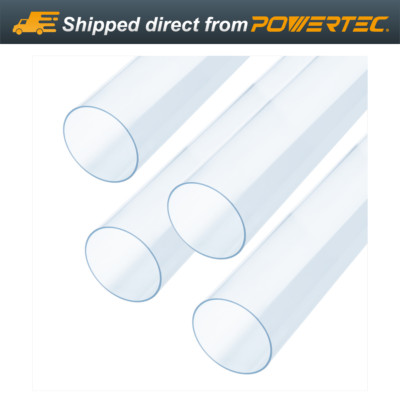 POWERTEC 4-Inch x 36-Inch Long Clear Pipe 4 PK , Rigid Plastic Tubing, 70272-P4