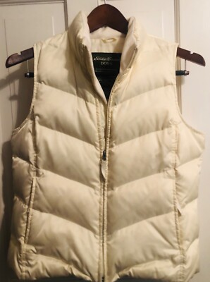 Eddie Bauer Goose Down Vest Jacket Coat Winter Ivory Women's Medium