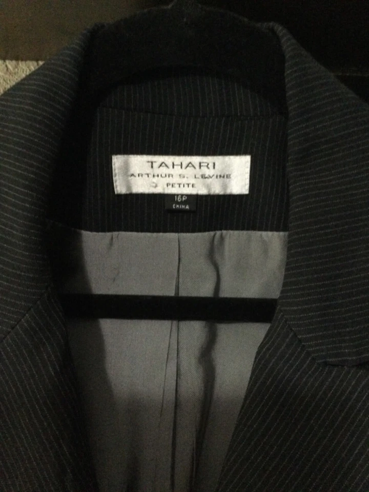 CHAQUETA/BLAZER TAHARI DAMAS NEGRO PIN RAYAS MEZCLA POLIÉSTER 16 P Foto 3 de 4