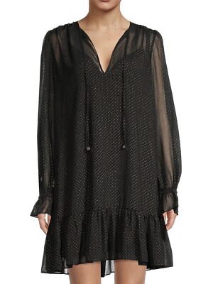 Michael Kors Women's Tie-Neck Dewdrop Texture Dress, Black/Gold, Small, $195 | eBay Michael Kors Women's Tie-Neck Dewdrop Texture Dress, Black/Gold, Small, $195 | eBay