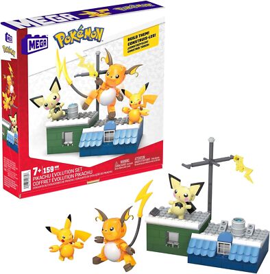 MEGA Pokmon Actionfigur Bauspielzeug für Kinder, Pikachu Evolution Set mit 16