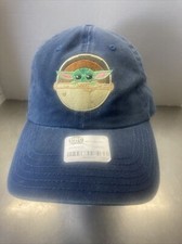 Star Wars Baby Yoda Baseball Hat Unisex OSFM Blue Acid Wash Strapback Cap.W Tags