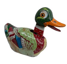 Vintage Tin Toy Duck Daiya Japan Friction Head Beak Moves