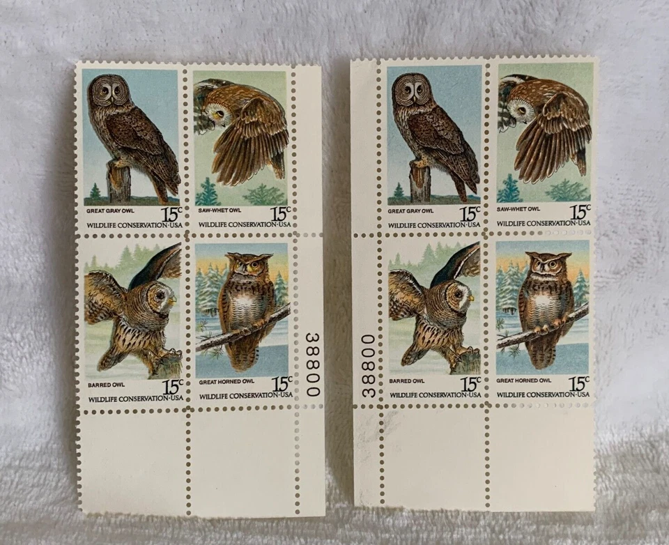 1978 US  Stamp Owl Wildlife Conservation 2 Plate Block Of 4  15c Scott #1760-63 - Image 3 of 4