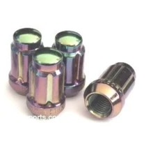 (4) NEO-CHROME 6 SPLINE DRIVE TUNER M12x1.5 CLOSED END LUG NUTS 12x1.5