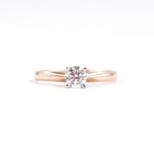 14K Multi-Tone Gold Solitaire Engagement Ring with 0.4 CT Natural Diamond Size 6 - Picture 1 of 15