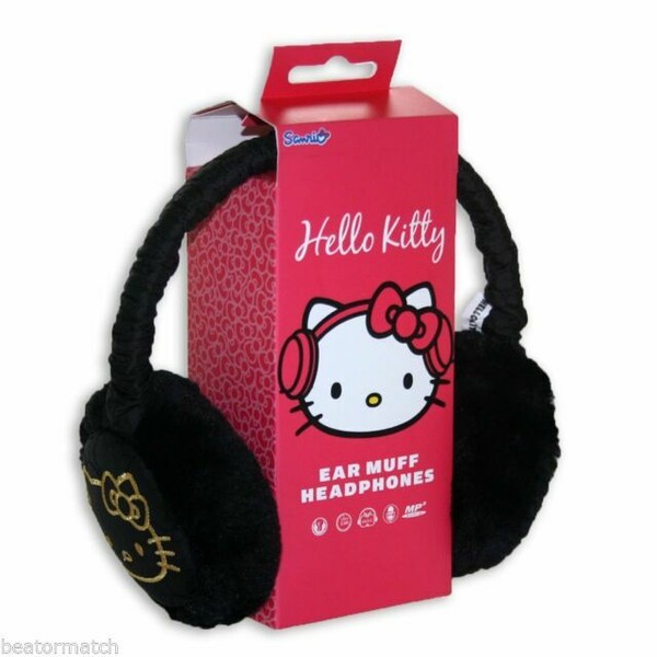 Hello Kitty Earmuffs Ladies Girls Kids Gift Headphones Tangle Cable