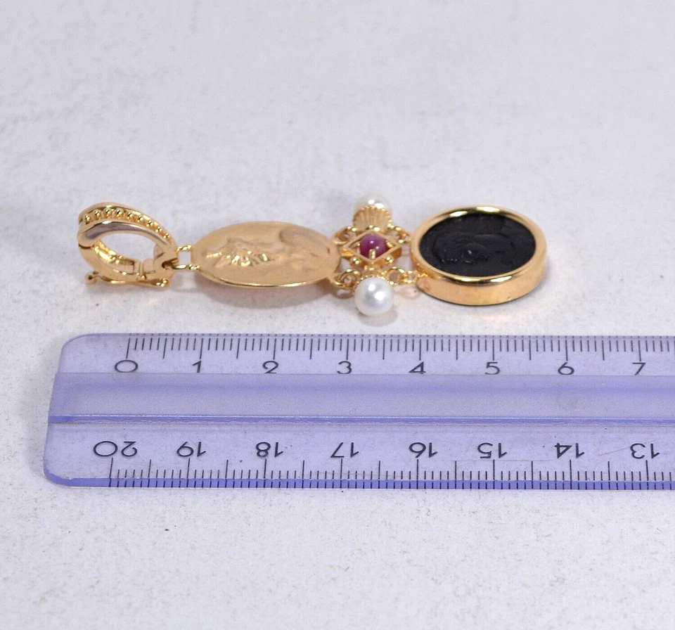 Tagliamonte Colgante Plata 925 Ónix Perlas Rubíes Tgn 1004 - Imagen 3 de 3