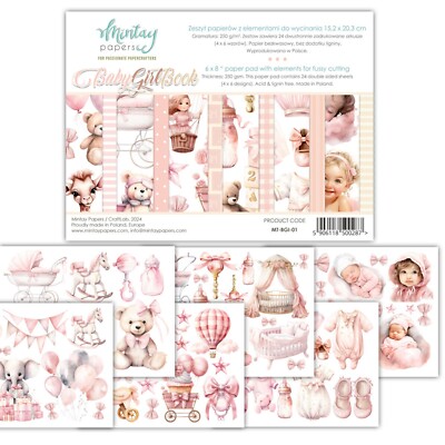 Mintay Baby Girl Book 6'' x 8'' Precise Fussy Cutting Elements Paper Pad Scrapbook